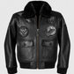 Men's G-1 Wings of Gold Black Leather Shearling Jacket