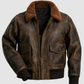 Men's Distressed Brown Flight Bomber Leather Jacket