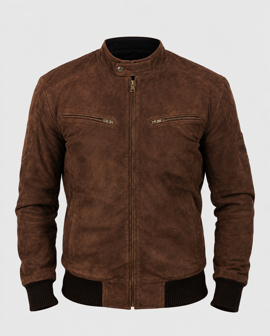 Men's Bomber Brown Suede Leather Jacket – Custom Fit