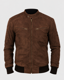 Men's Bomber Brown Suede Leather Jacket – Custom Fit