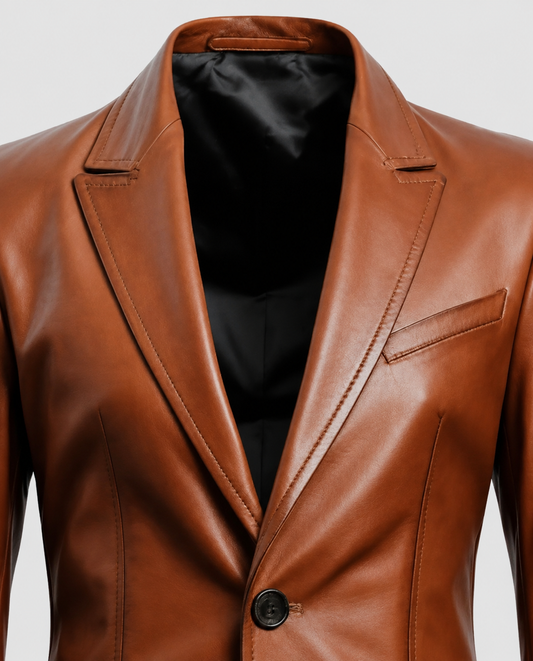 Men's Brown Leather Blazer – Custom Fit | Genuine Leather