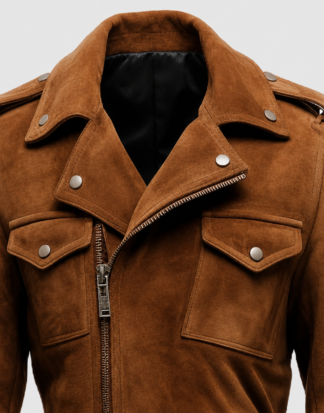 Men's Camel Brown Tan Biker Suede Leather Jacket – Premium Outerwear