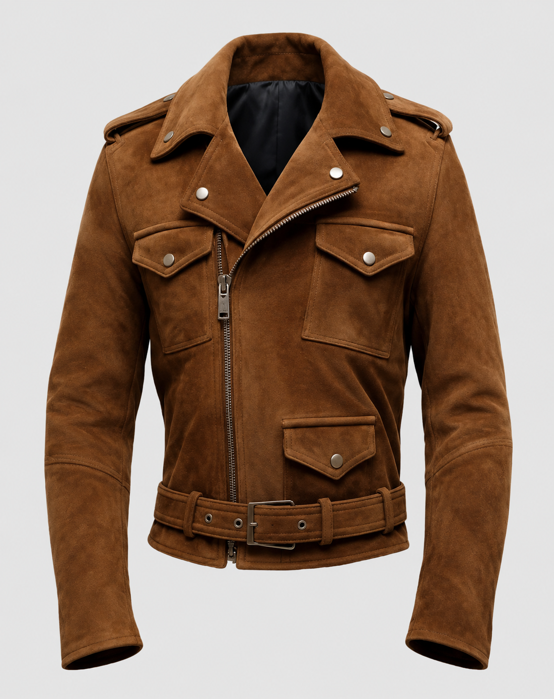 Men's Camel Brown Tan Biker Suede Leather Jacket – Premium Outerwear