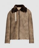 Men's Brown Suede Shearling Leather Jacket – Custom Fit