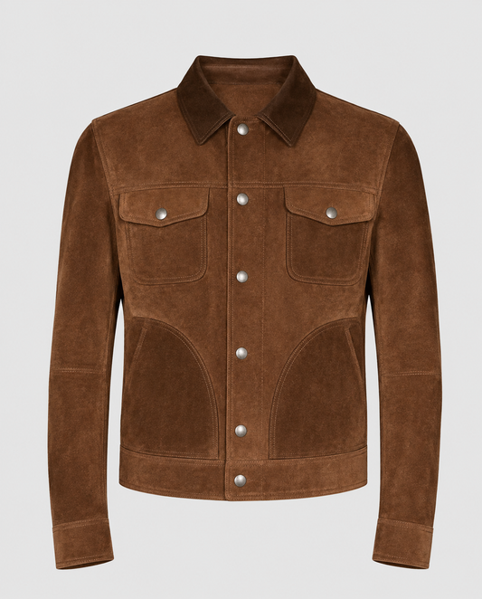 Men's Suede Brown Leather Jacket – Custom Fit | Genuine Leather