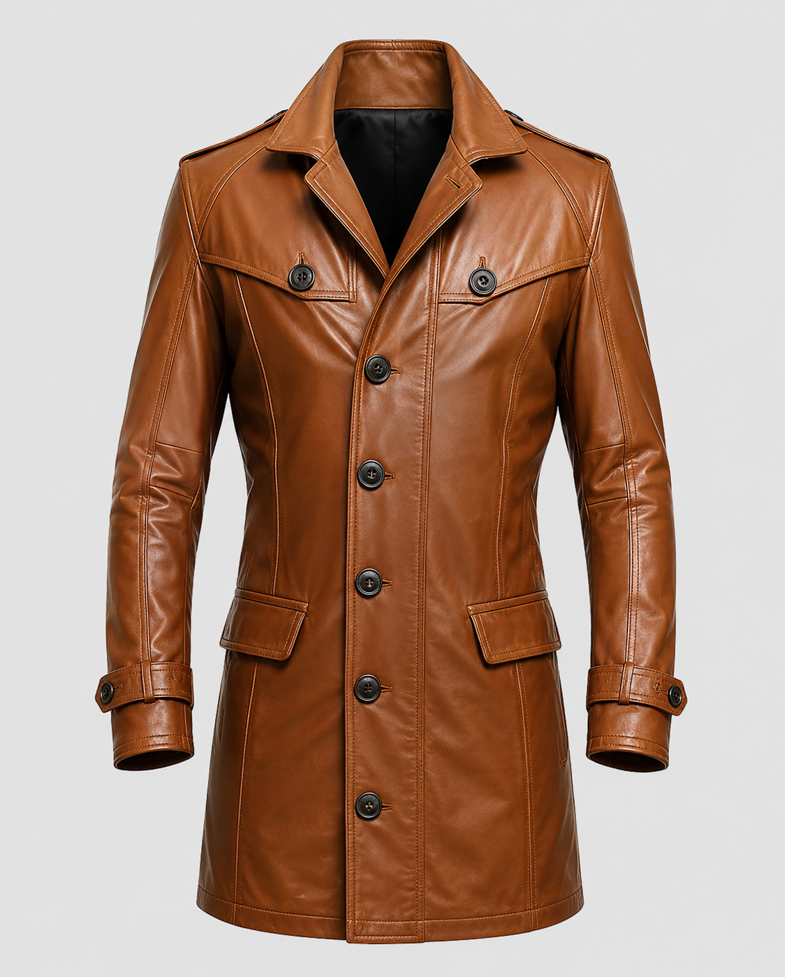 Men's Tan Brown Leather Coat | Genuine Leather – Premium Outerwear