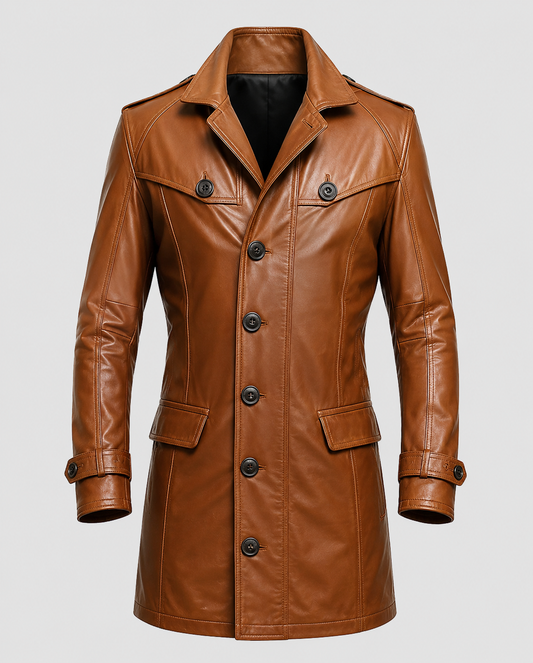 Men's Tan Brown Leather Coat | Genuine Leather – Premium Outerwear
