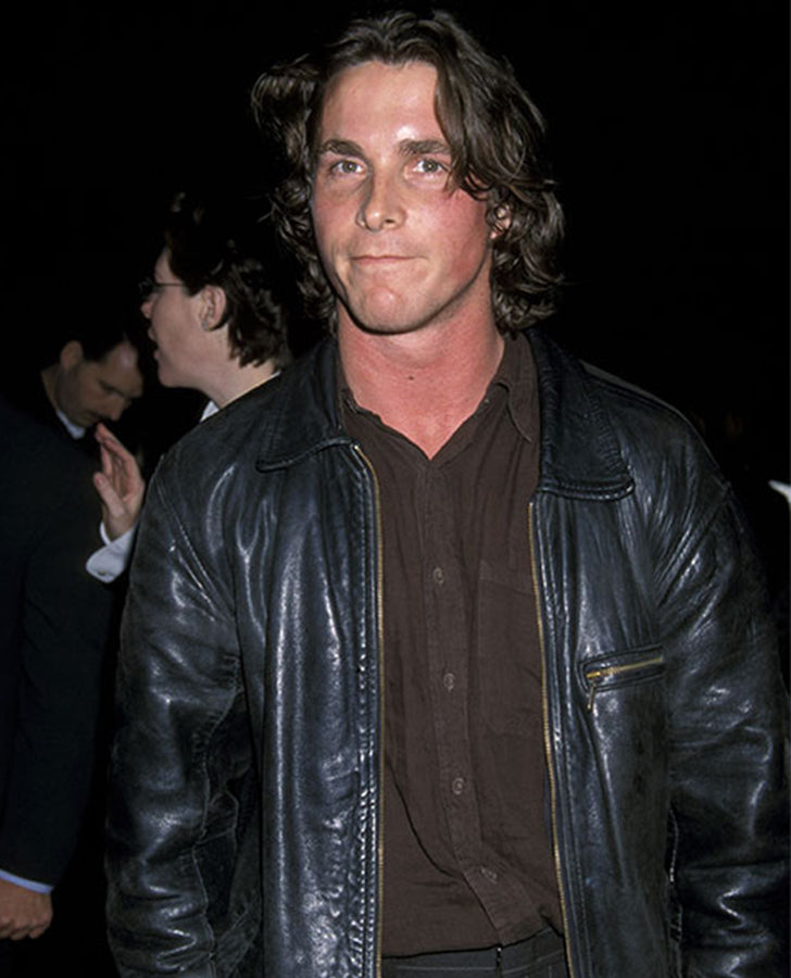 Christian Bale Black Leather Jacket for Men | Genuine Leather - front view