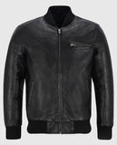 Classic Blouson Leather Jacket in Black for Men – Premium Outerwear - front view