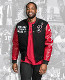Court Culture Dwyane Wade Red & Black Leather Jacket for Men - front view