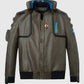 Cyberpunk-2077 Beige Bomber Samurai Leather Jacket for Men - back view
