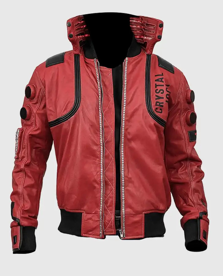Cyberpunk 2077 Akira Kaneda Capsule Red Leather Jacket for Men - front view