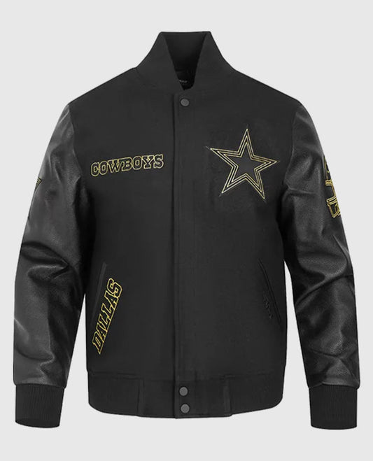 Dallas Cowboys Black & Gold Varsity Jacket - front view