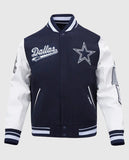 Dallas Cowboys Script Tail Classic Rib Varsity Jacket - front view