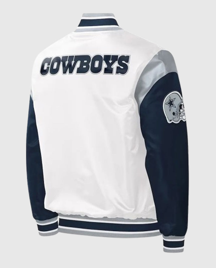 Dallas Cowboys Warm-Up Pitch Varsity Satin Jacket - back view