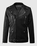 Dauntless Black Biker Leather Jacket for Men – Premium Outerwear - front view