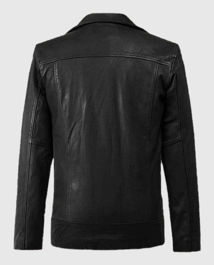Dauntless Black Biker Leather Jacket for Men – Premium Outerwear - back view