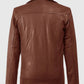 Dauntless Tan Biker Leather Jacket for Men | Genuine Leather - back view
