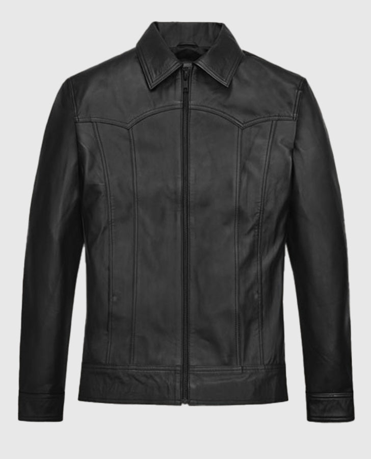 David Beckham Black Leather Jacket for Men – Premium Outerwear - back view