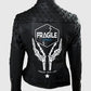 Death Stranding Fragile Express Black Leather Jacket for Women - collar and zip close-up