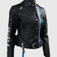 Death Stranding Fragile Express Black Leather Jacket for Women - side angle view