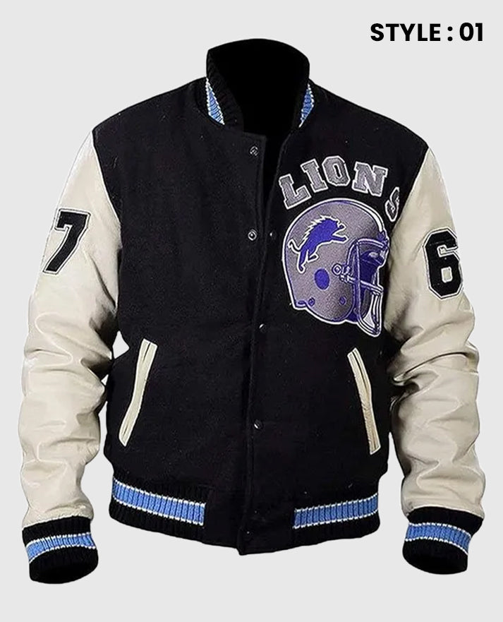 Axel Foley Detroit Lions Black Leather Jacket for Men - back view
