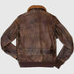 Men's Distressed Brown Flight Bomber Leather Jacket - back view