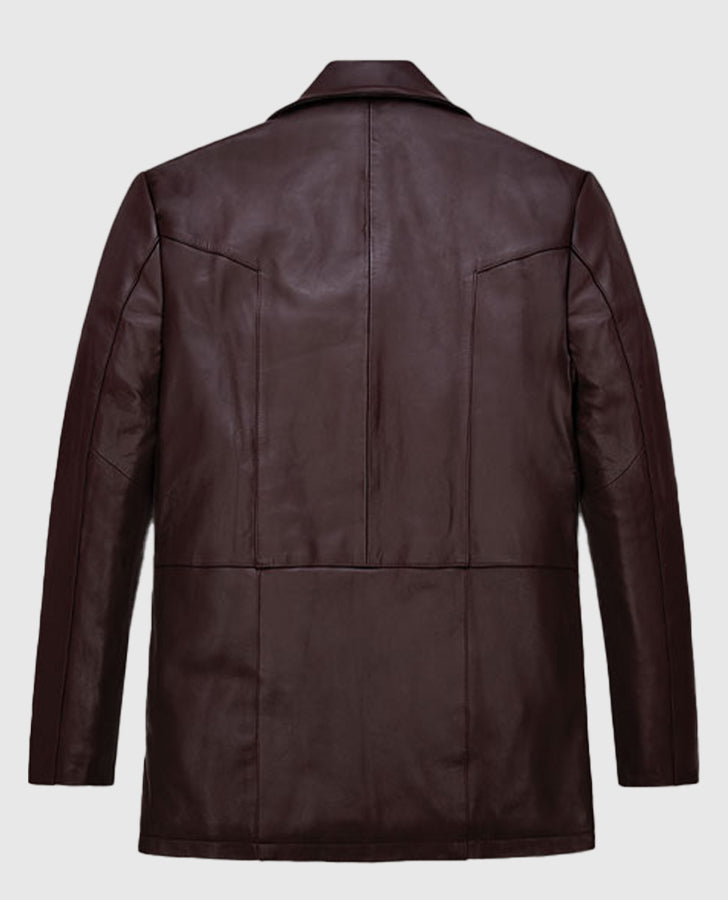 Johnny Depp Donnie Brasco Maroon Leather Blazer Jacket for Men - side angle view