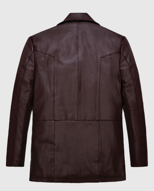 Johnny Depp Donnie Brasco Maroon Leather Blazer Jacket for Men - side angle view
