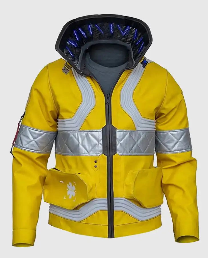 Cyberpunk 2077 Edgerunners Lucy Yellow Leather Jacket for Men - back view