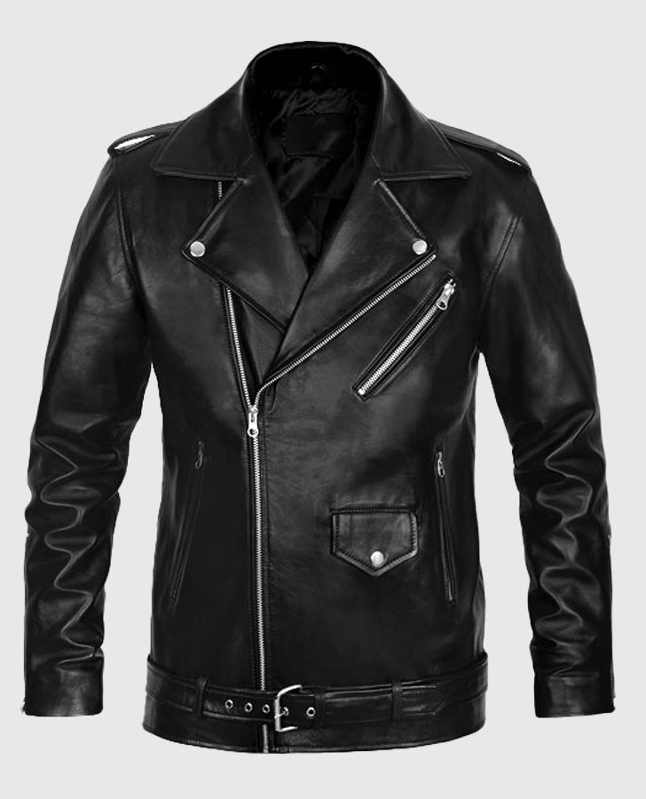 Elvis Presley Roustabout Black Biker Leather Jacket for Men - back view