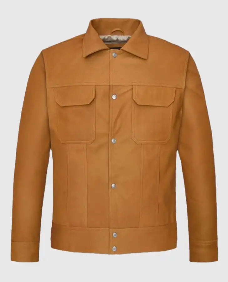 Emily in Paris S03 Lucas Bravo Brown Leather Jacket for Men - back view