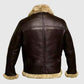 FUR Aviator Flying Pilot Bomber Brown Leather Jacket for Men - back view