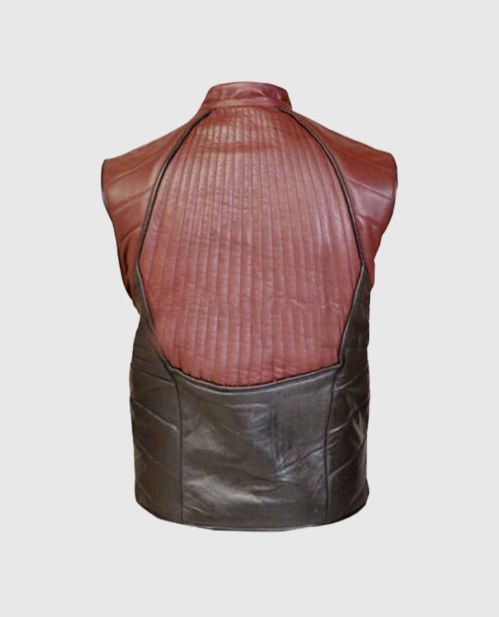 Farscape John Crichton Brown Premium Leather Vest for Men - back view