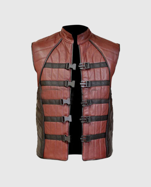 Farscape John Crichton Brown Premium Leather Vest for Men - front view