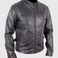 Fast and the Furious Black Leather Jacket for Men – Custom Fit - collar and zip close-up