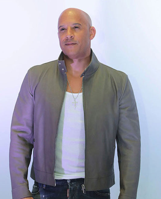 Fast and Furious 9 Vin Diesel Beige Leather Jacket for Men - front view