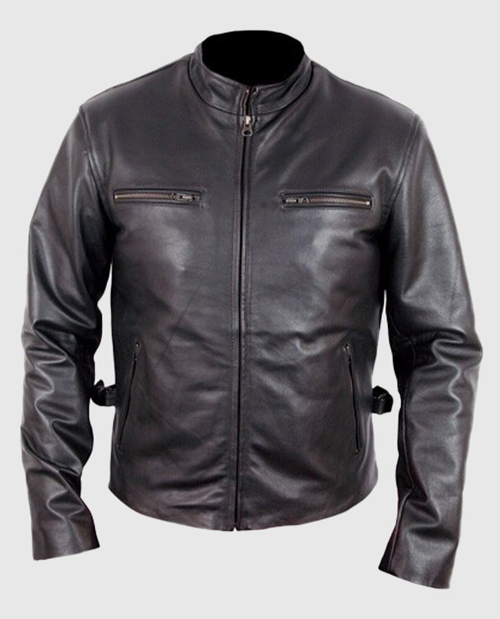 Fast and the Furious Black Leather Jacket for Men – Custom Fit - front view
