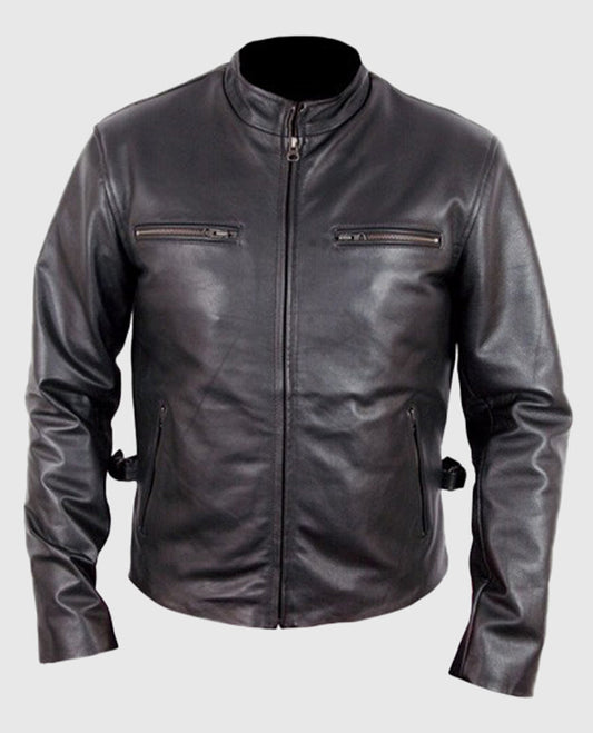 Fast and the Furious Black Leather Jacket for Men – Custom Fit - front view