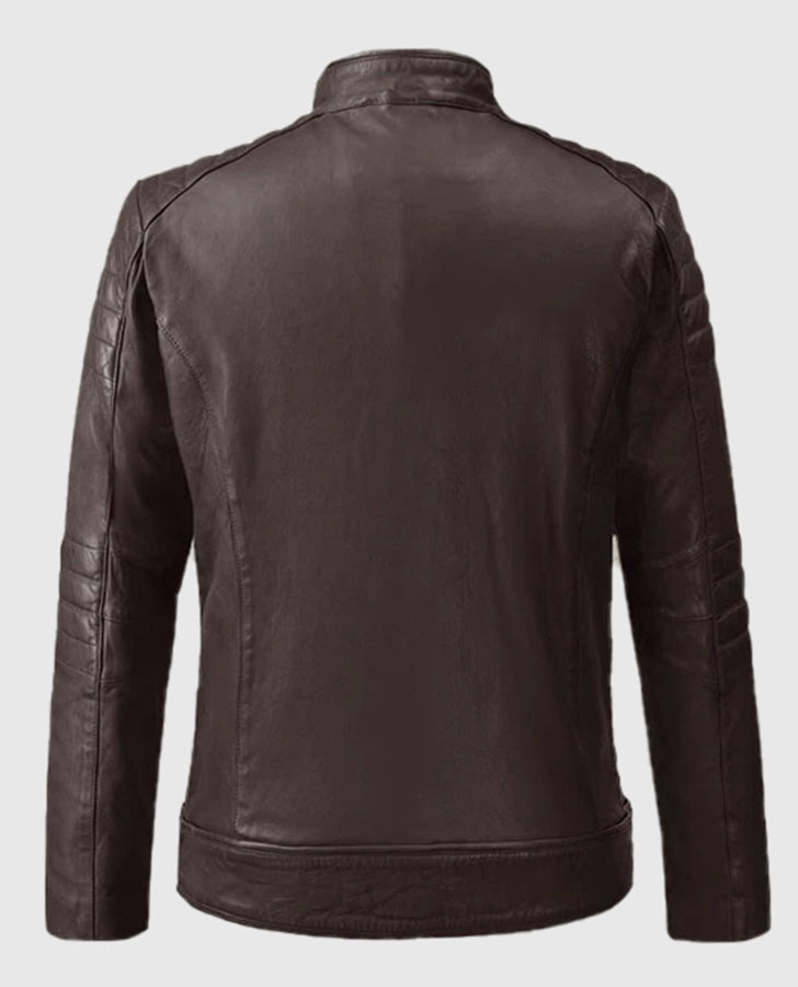 Firefly Moto Brown Biker Leather Jacket for Men – Custom Fit - back view