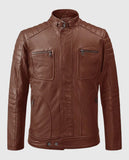 Firefly Moto Tan Biker Leather Jacket for Men – Custom Fit - front view
