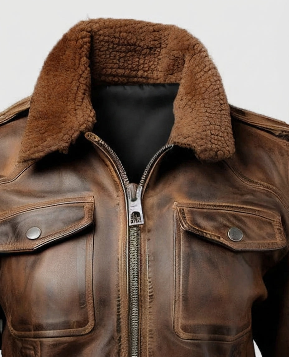 Women's Vintage Brown Bomber Leather Jacket – Custom Fit