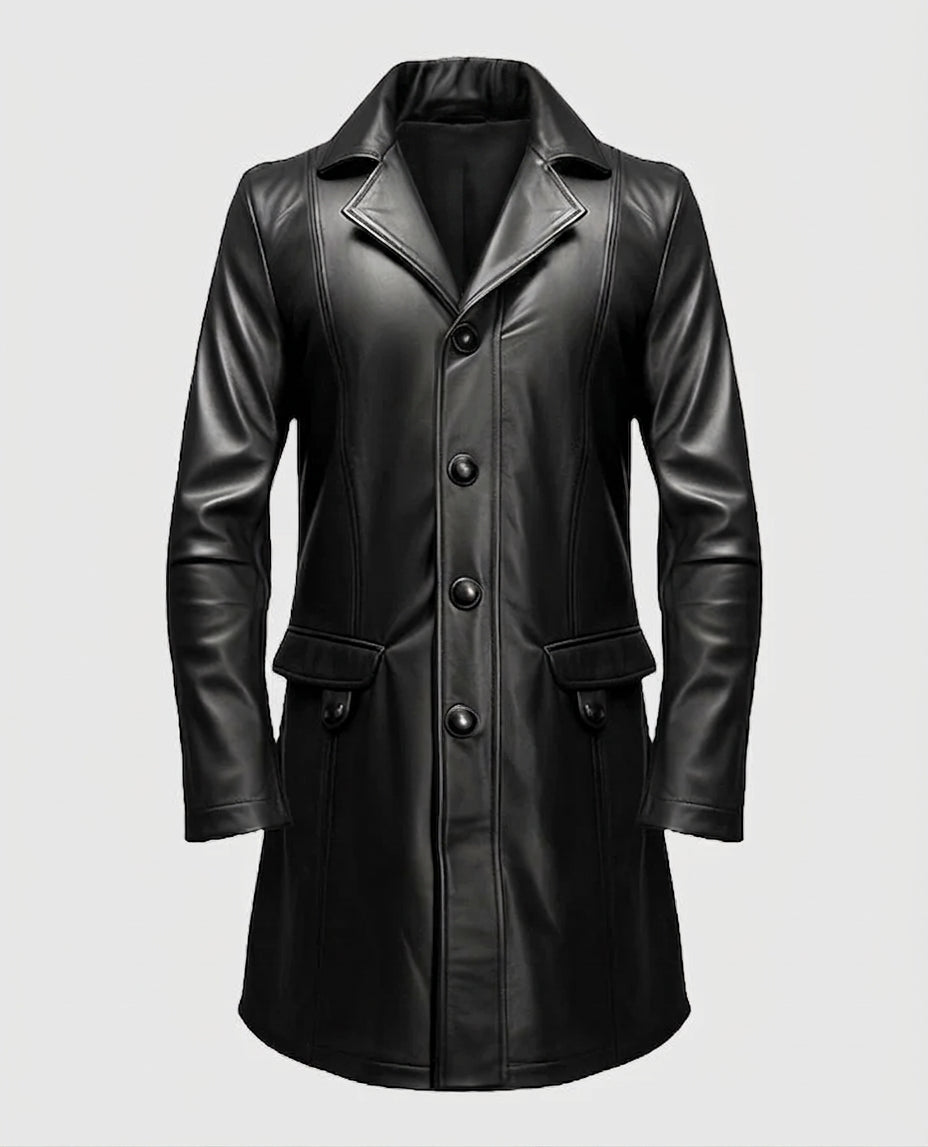 Men's Black Leather Coat – Custom Fit | Genuine Leather
