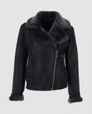 Women's Black Aviator Shearling Leather Jacket – Premium Outerwear