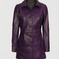 Women's Mid-Length Leather Purple Coat – Custom Fit
