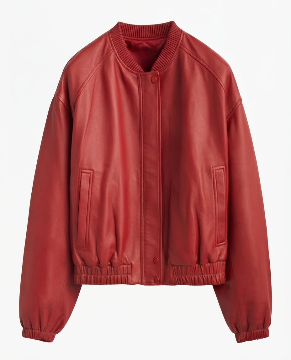 Women's B3 Red Aviator Leather Bomber Jacket – Custom Fit