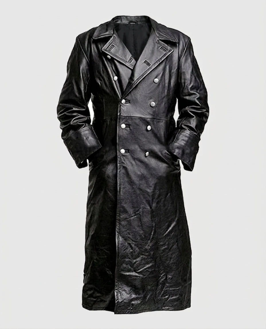 Men's Black Leather Trench Coat – Premium Outerwear