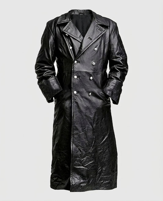 Men's Black Leather Trench Coat – Premium Outerwear