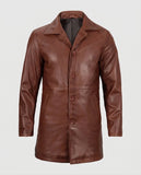 Men's Tan Distressed Leather Coat – Premium Outerwear