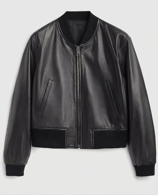 Women's B3 Black Aviator Leather Bomber Jacket – Custom Fit